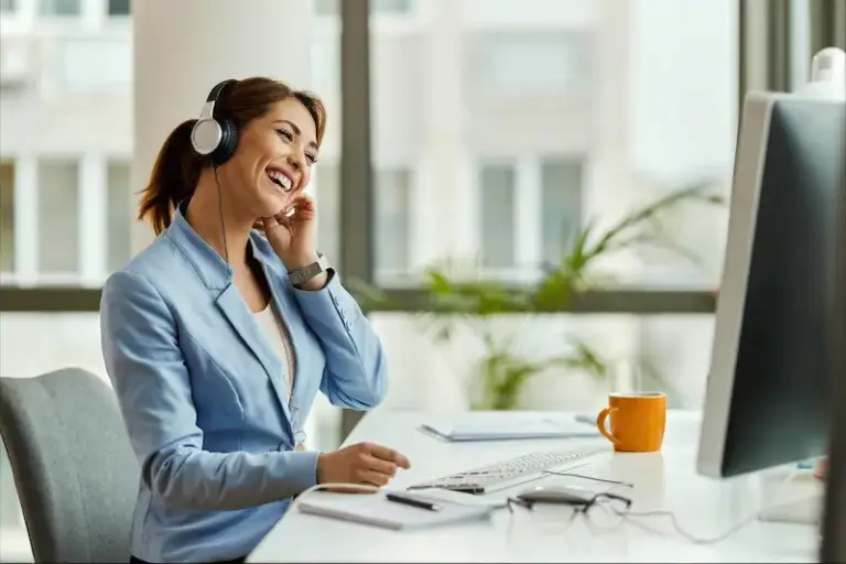 appointment setter having a happy conversation